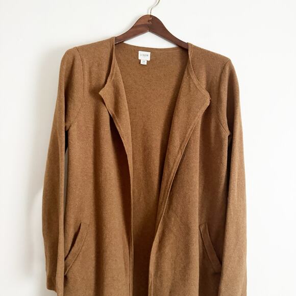 J. CREW Vanessa Open Front Longline Cardigan Sweater Camel Tan XS - Picture 4 of 9
